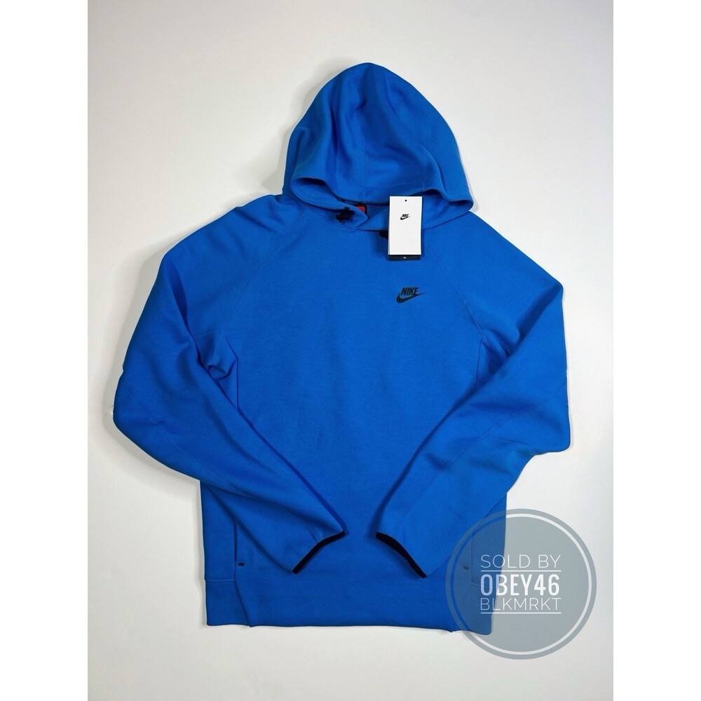 Nike Air Sportswear Tech Fleece Blue Knit Pullover Hoodie FB8016-435 Size M-Tall